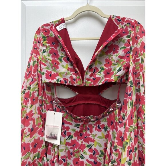 Mac Duggal Size 0 Pink Floral 9158 Bell Sleeve Mini Cocktail Party Dress New - Picture 13 of 14